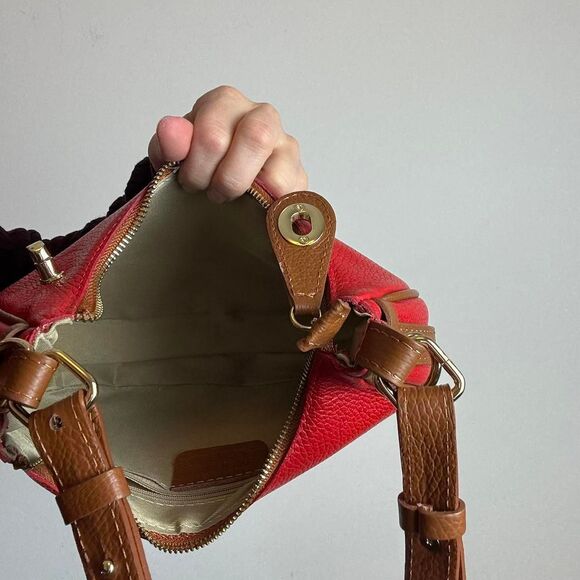 Vera Pelle Genuine Red Leather Shoulder Mini Bag Made in Italy - Picture 4 of 5